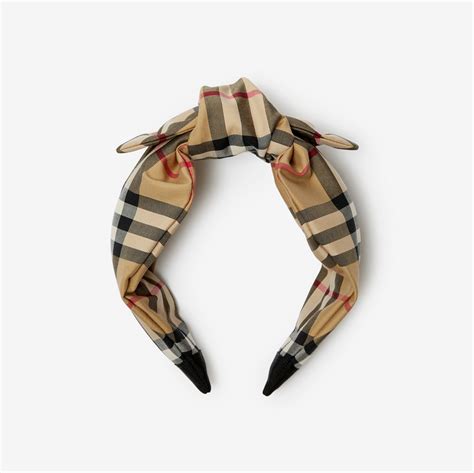 Check Stretch Cotton Headband in Archive beige